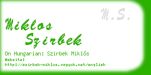 miklos szirbek business card