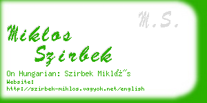 miklos szirbek business card